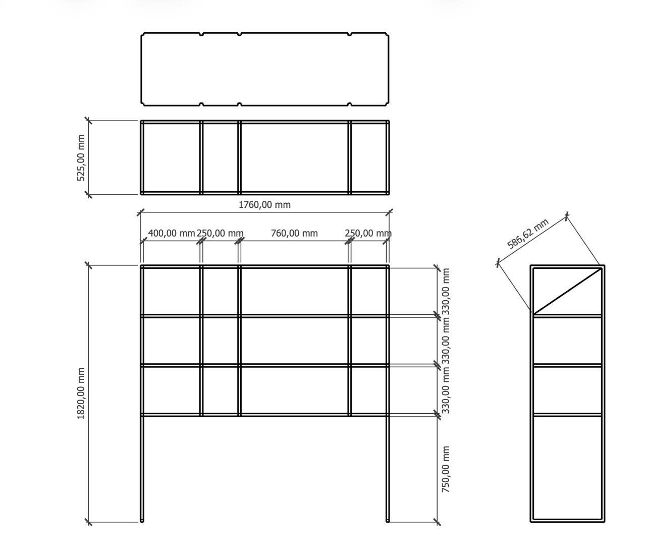 Wandrek in buis 20x20mm en poederlak mat zwart, Ophalen, Zo goed als nieuw