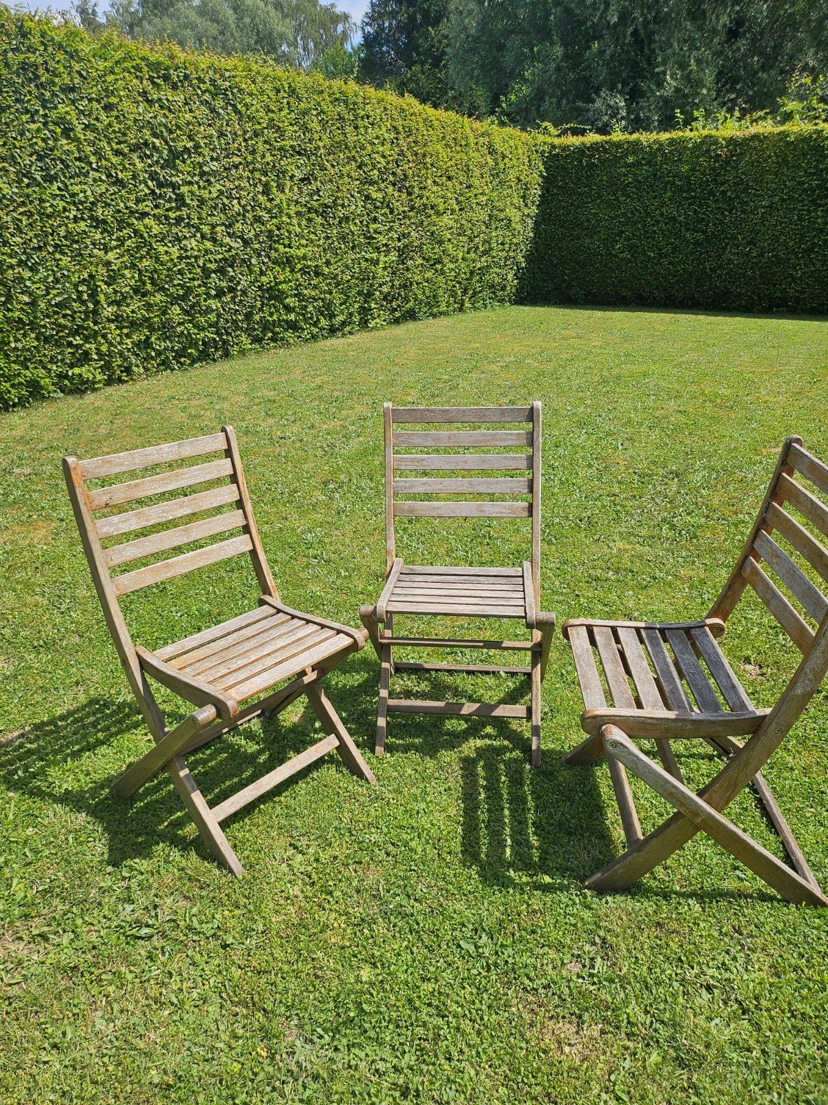 Lot de 3 chaises en bois, Ophalen, Gebruikt, Hout, Inklapbaar