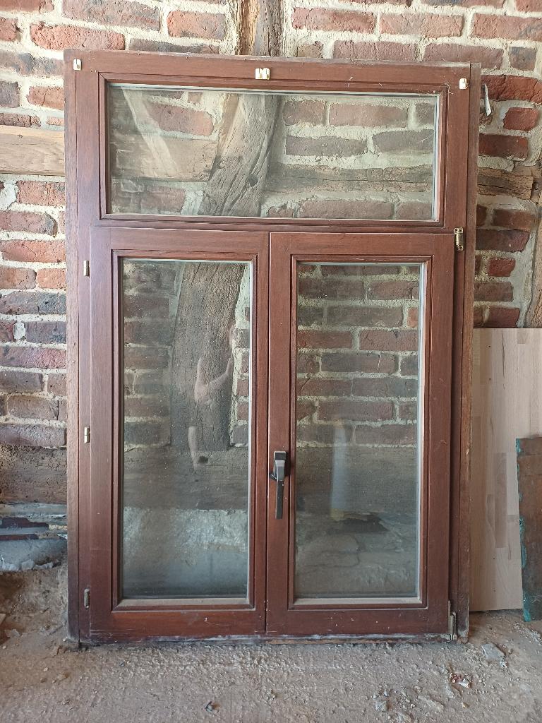 Meranti frame met dubbele opening kantel-en-draai 96x147, Ophalen, Gevelraam of Ruit, Gebruikt, 80 tot 120 cm