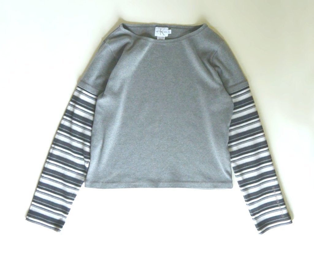 Calvin Klein Jeans T.L grijs gelaagd sweatshirt, Maat 42/44 (L), Ophalen of Verzenden, Grijs, CALVIN KLEIN