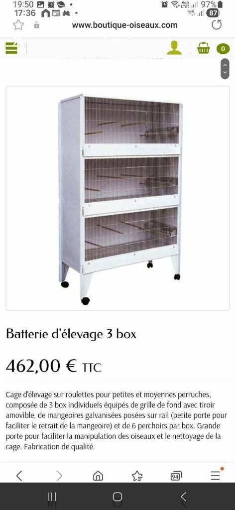 2 batteries élevage  cause arrêt, Enlèvement, Utilisé, Cage d'élevage