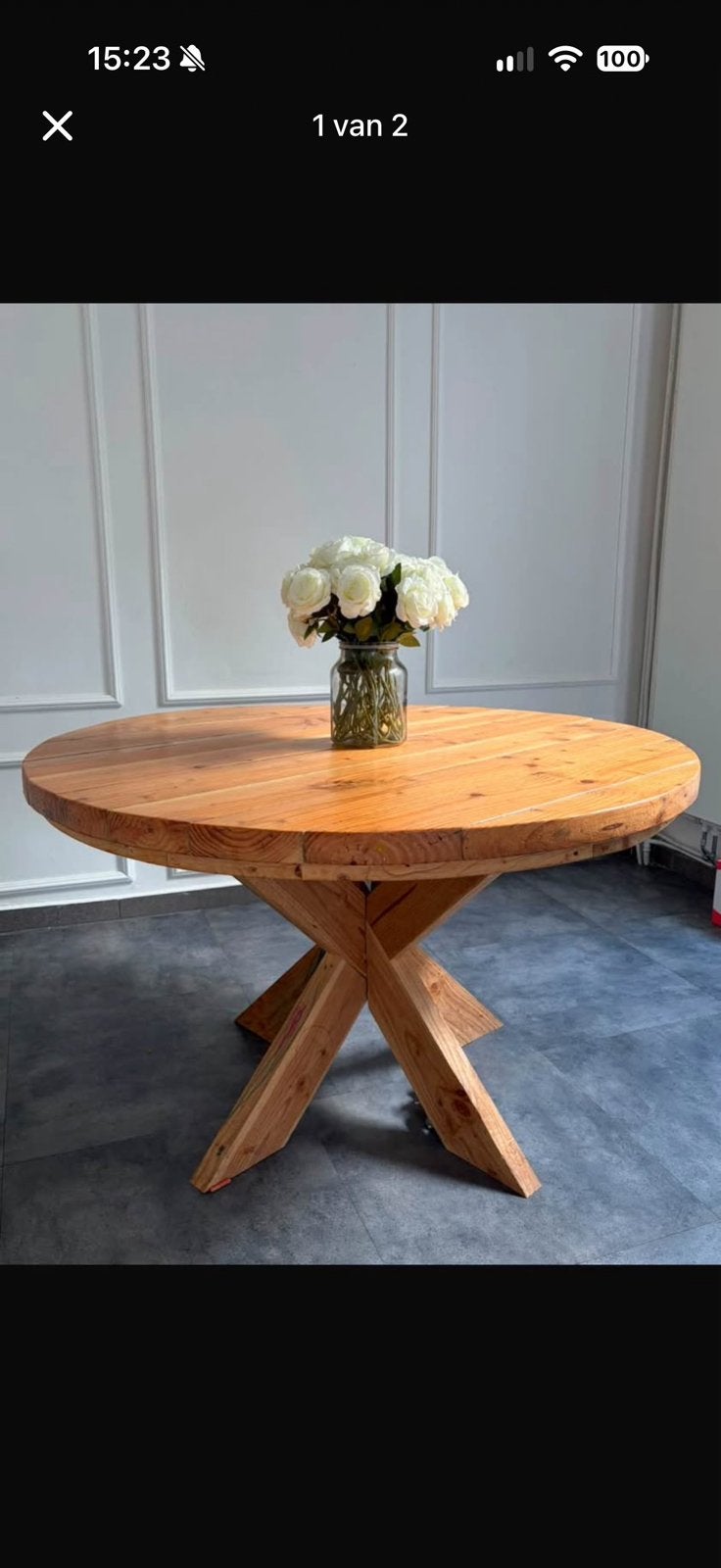Ronde houten tafel 130 diameter, Ophalen, Gebruikt, Rond, Vijf personen of meer