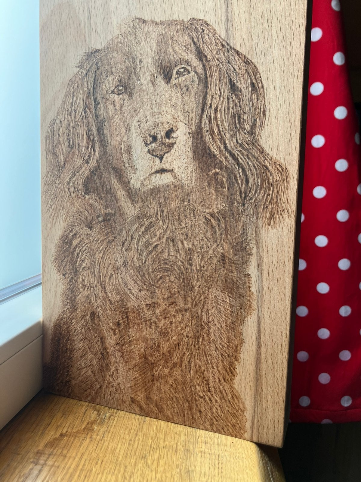 Hond pyrografie op beuk, Ophalen, Nieuw, Tekening, 5 – 50