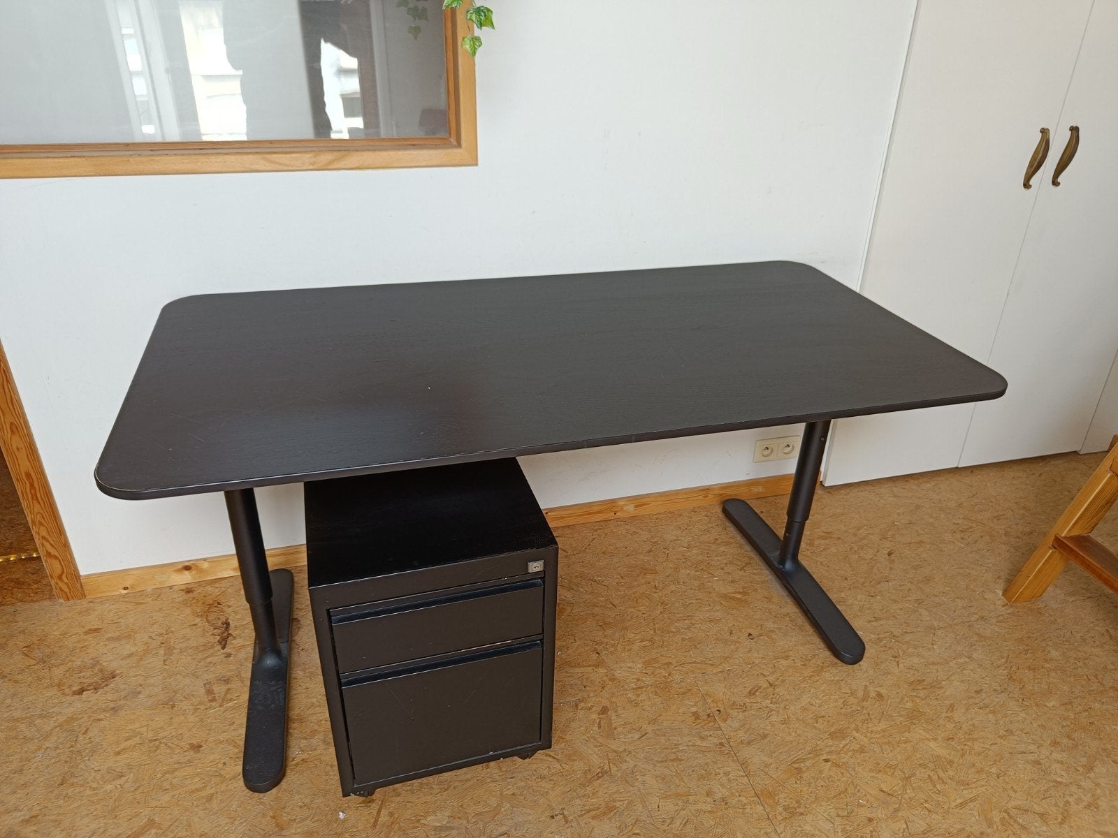 meuble bureau + tiroir, Maison & Meubles, Bureaux, Enlèvement, Goulotte de câbles, Utilisé, Noir