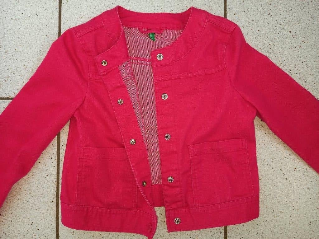 En parfait état, veste en jean fluo Benetton taille 6-7 ans, Enlèvement ou Envoi, Comme neuf, United colors of benetton, Fille