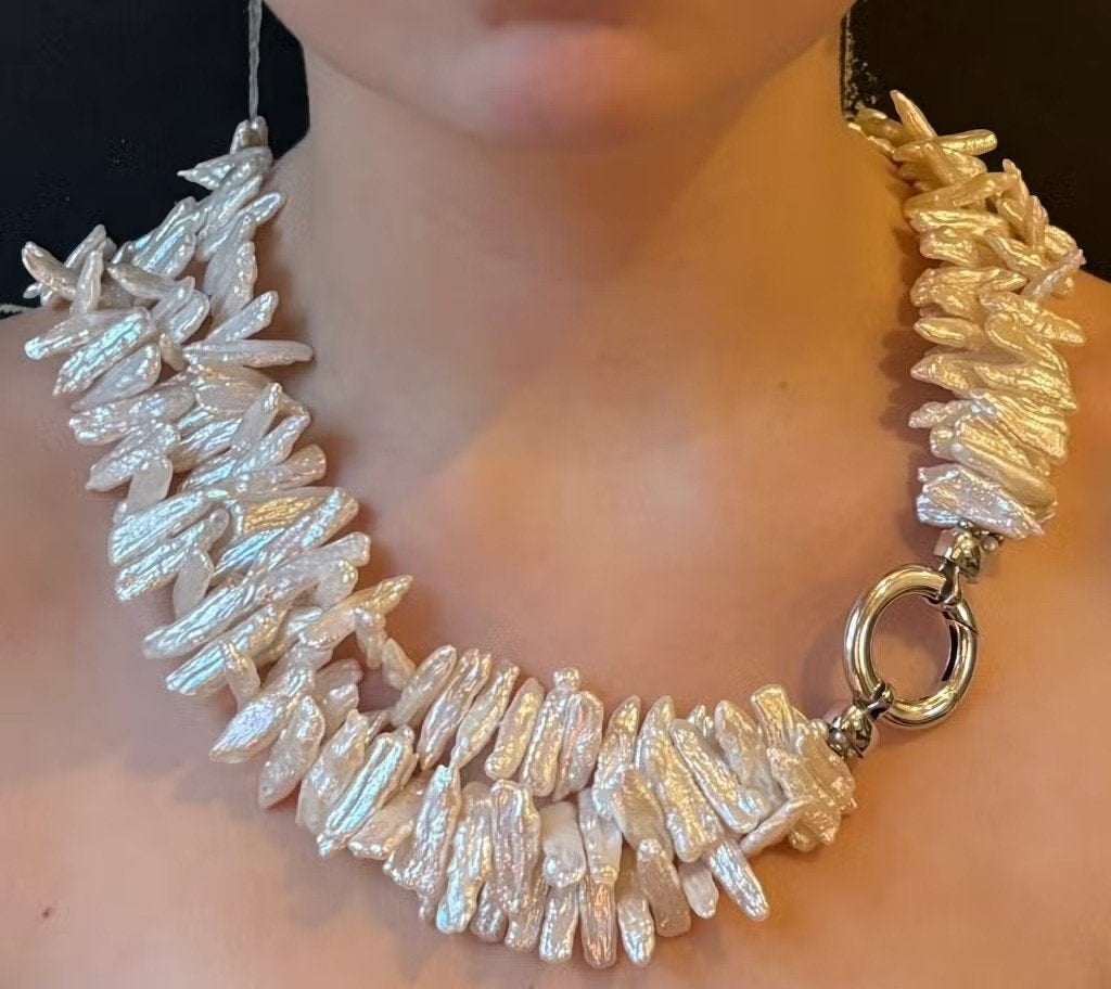 Parel fraaie robuuste ketting vintage zilveren slot dames, Ophalen of Verzenden, Ketting, Met edelsteen