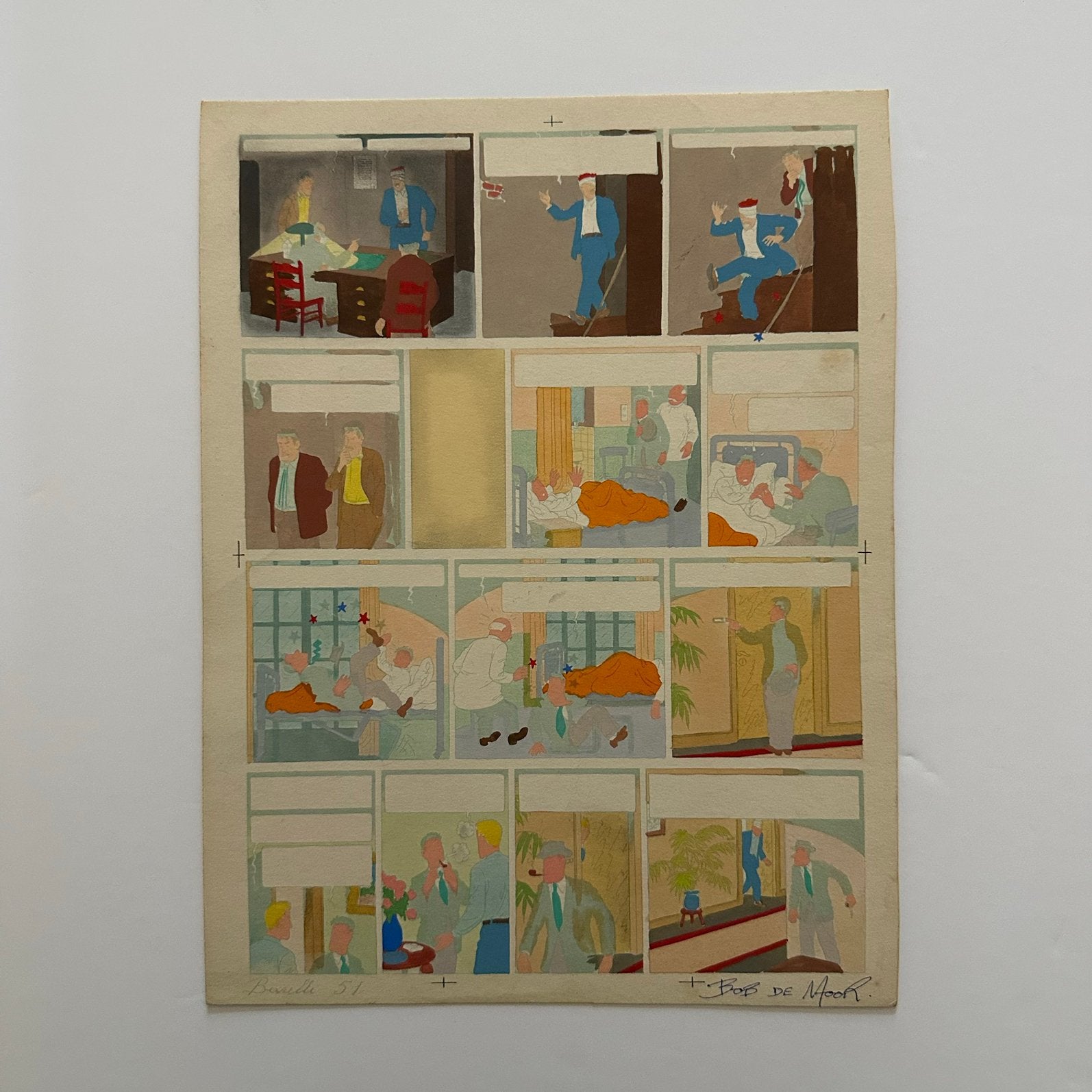 Bob De Moor : Barelli bleu mis en couleurs + signature, Envoi, Tintin, Comme neuf, Image, Affiche ou Autocollant