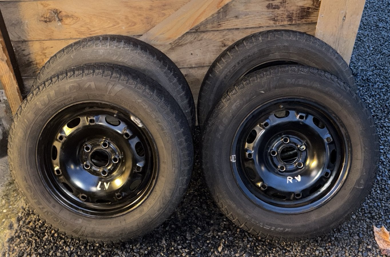 Winterbanden op velg 5x100 (zeer goede staat), Ophalen, 14 inch, 175 mm, Banden en Velgen