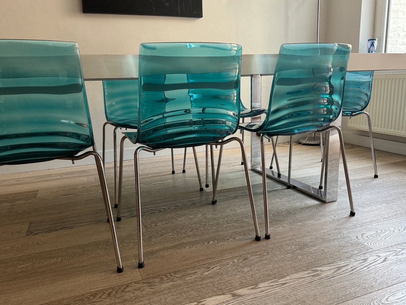Lot de 6 chaises – transparent bleu, Maison & Meubles, Enlèvement, Utilisé, Bleu