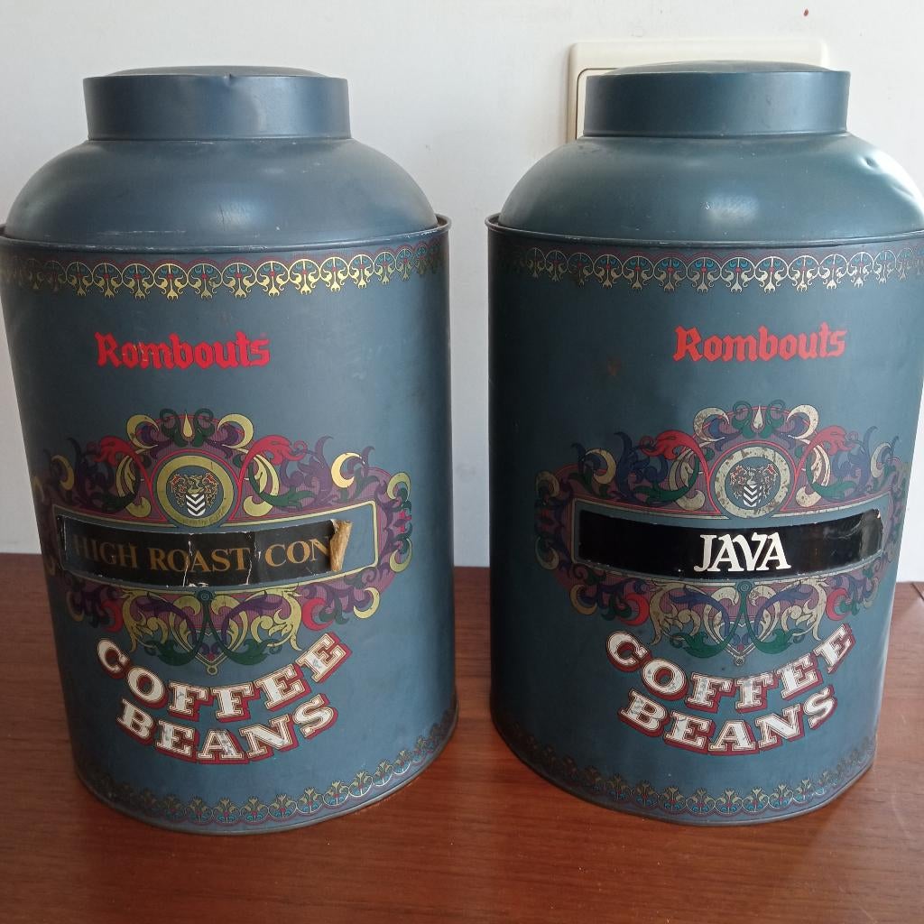2 boîtes ROMBOUTS, Collections, Boîte en métal, Enlèvement ou Envoi, Utilisé, Café, Autres marques