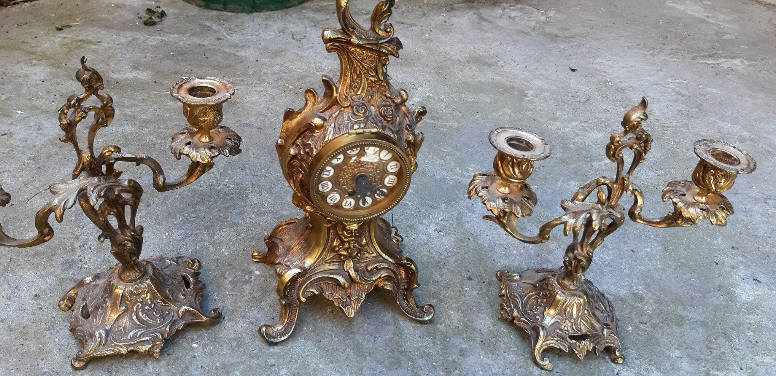 Horloge de cheminée + 2 chandeliers, Antiquités & Art, Enlèvement ou Envoi