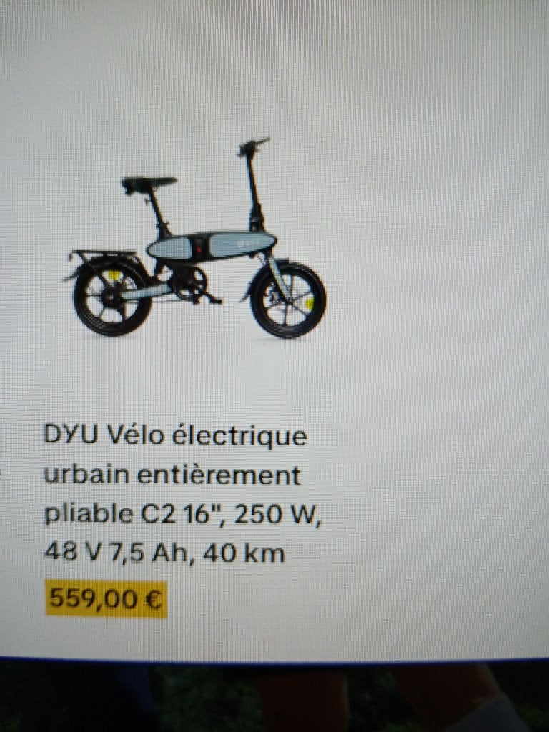 Vélo électrique pliant DYU C2, Enlèvement