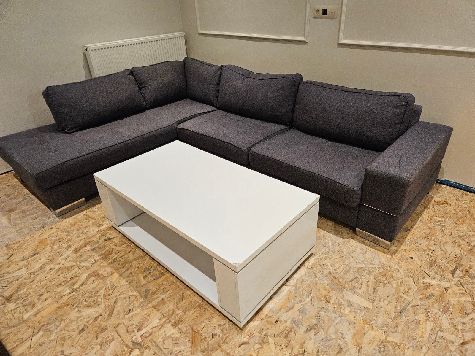 Zetel grijs 300 x 220 cm, Ophalen, Gebruikt, Stof
