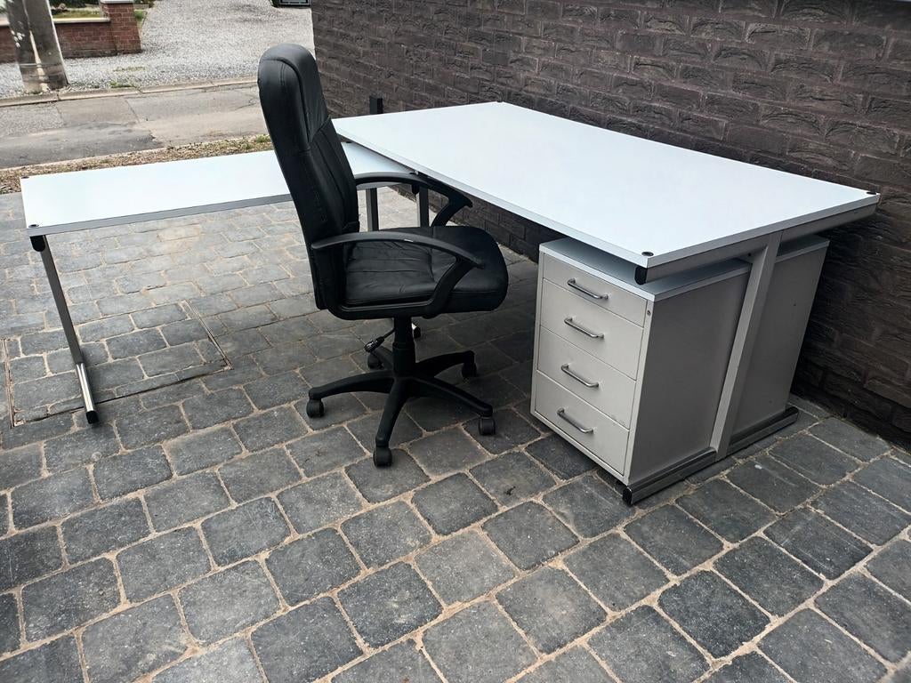 Grand bureau d'angle professionnel complet, Bureau