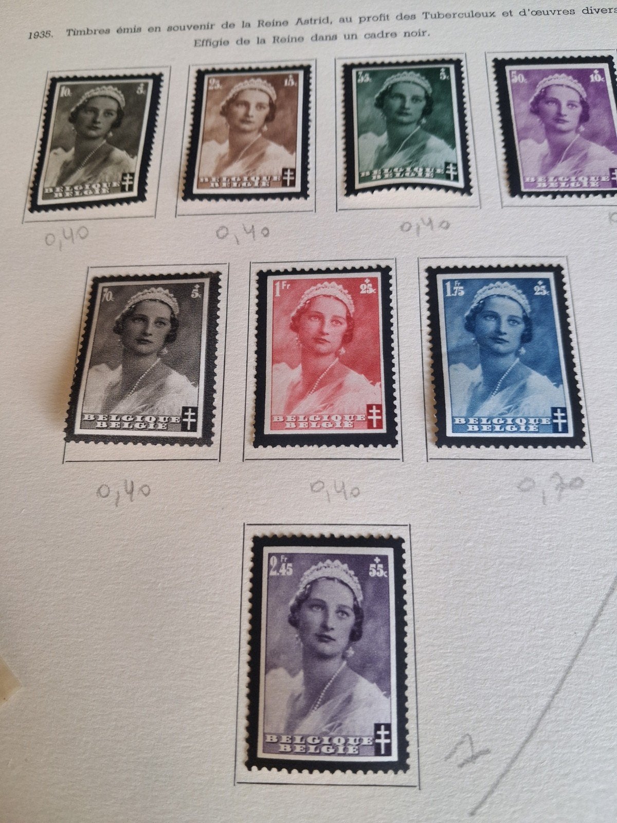 1935 timbres belges COB 411 à  418, Timbres & Monnaies, Enlèvement ou Envoi