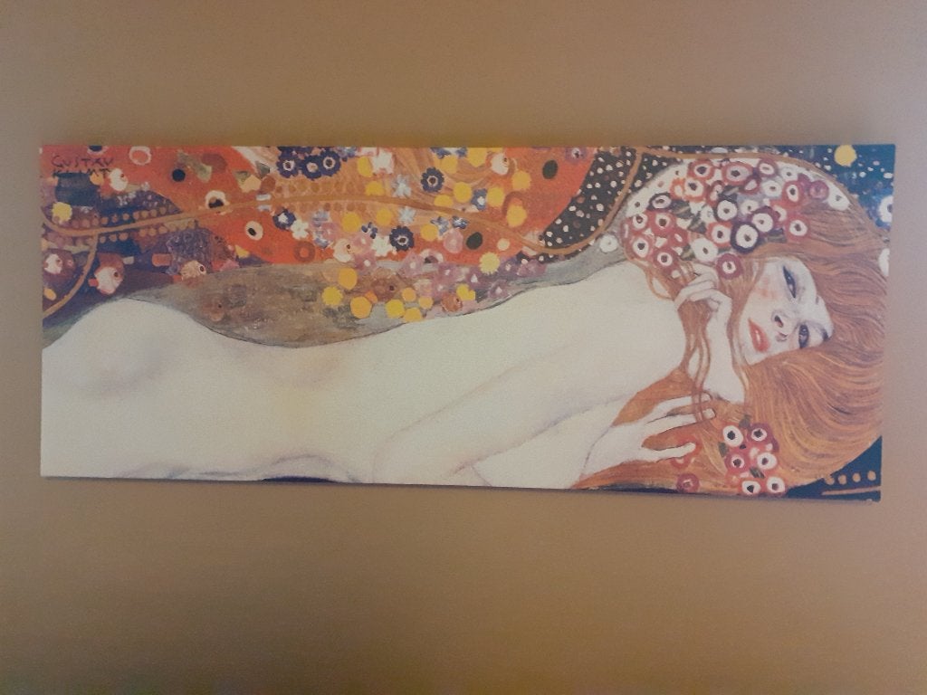 Print van schilderij Klimt op canvas, Antiek en Kunst, Kunst | Schilderijen | Klassiek, Ophalen, Overige stijlen, Doek, Portret of Personen