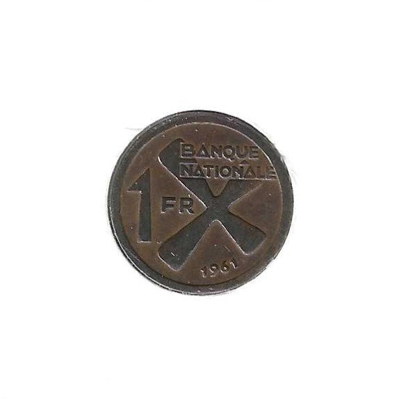 Katanga, 1 Franc 1961., Postzegels en Munten, Munten | Afrika, Ophalen of Verzenden, Overige landen, Losse munt