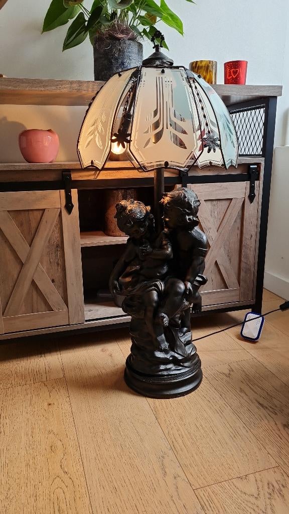 Bronzen lamp, Huis en Inrichting, Overige materialen, Gebruikt, Minder dan 100 cm, Antiek