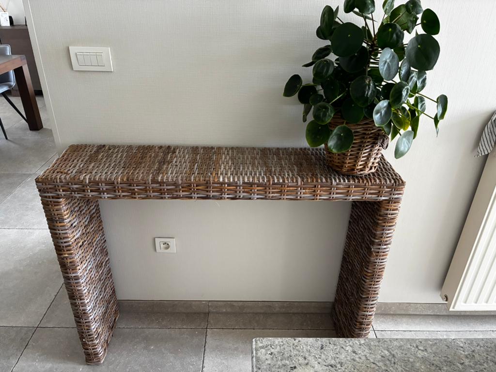 Console et table d'appoint en rotin — Style Boho, Maison & Meubles, 100 à 150 cm, 25 à 50 cm, Comme neuf, Enlèvement