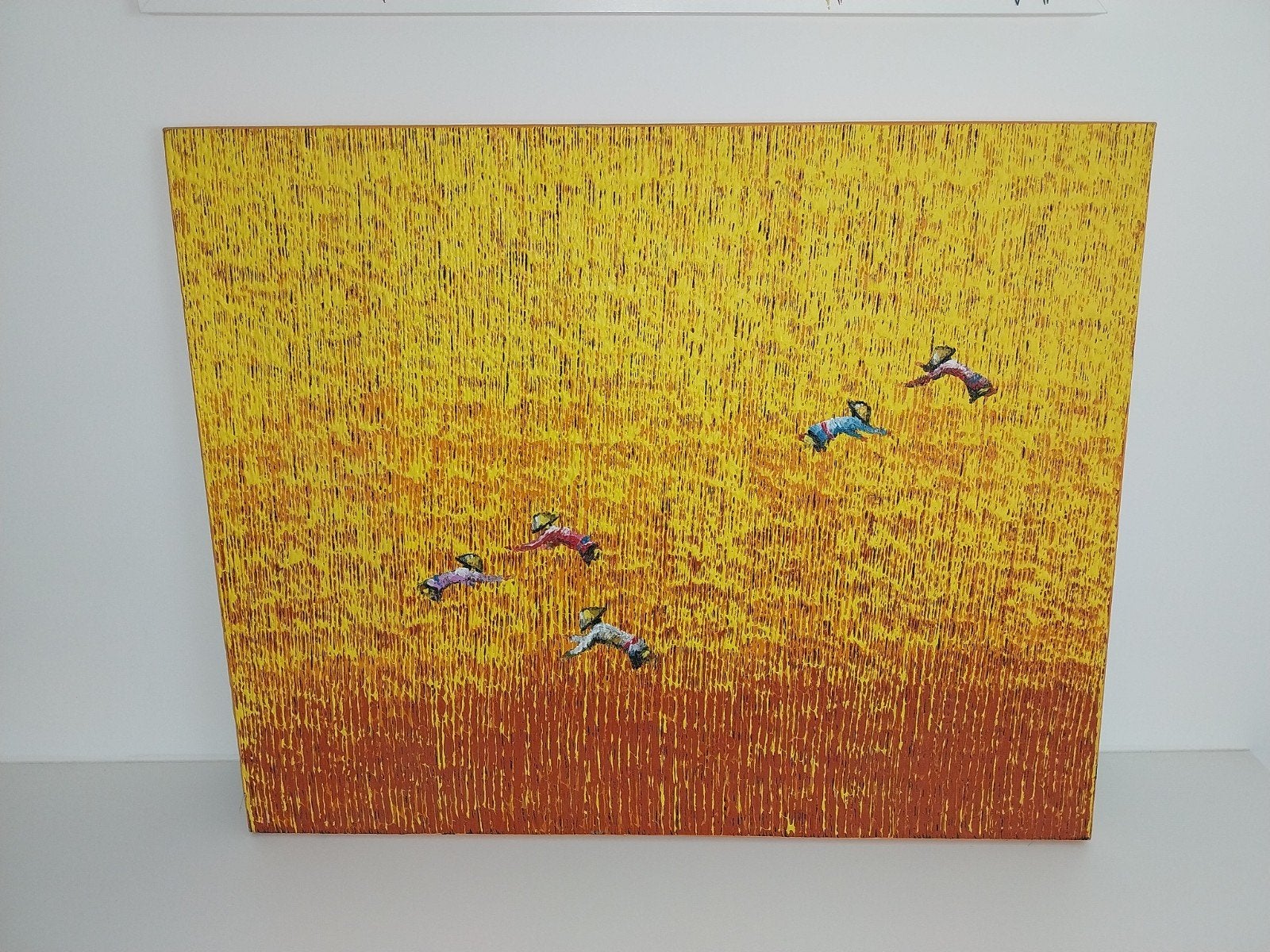 schilderij: De rijstplukkers, Antiek en Kunst, Ophalen, Doek