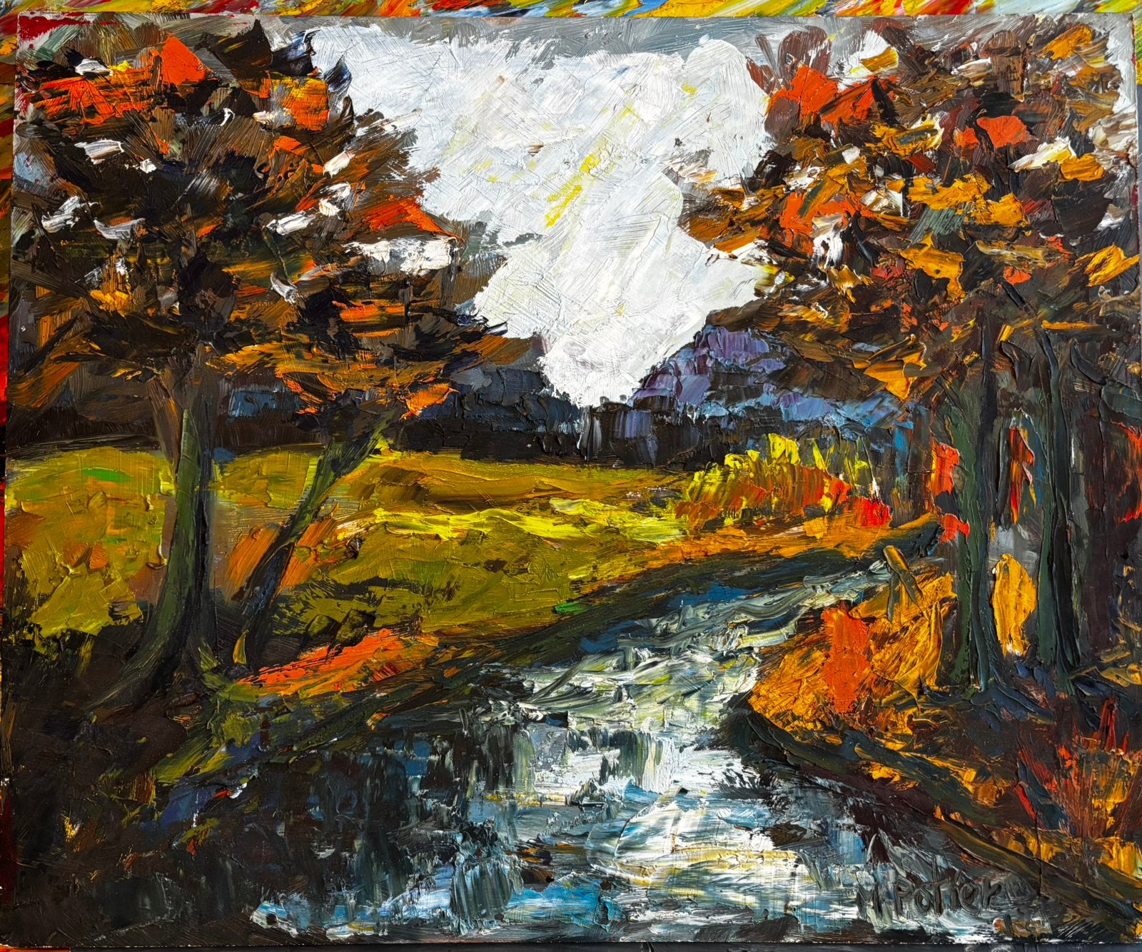 Maurice Potier – Peintre liégeois – paysage automnal, Antiquités & Art, Enlèvement