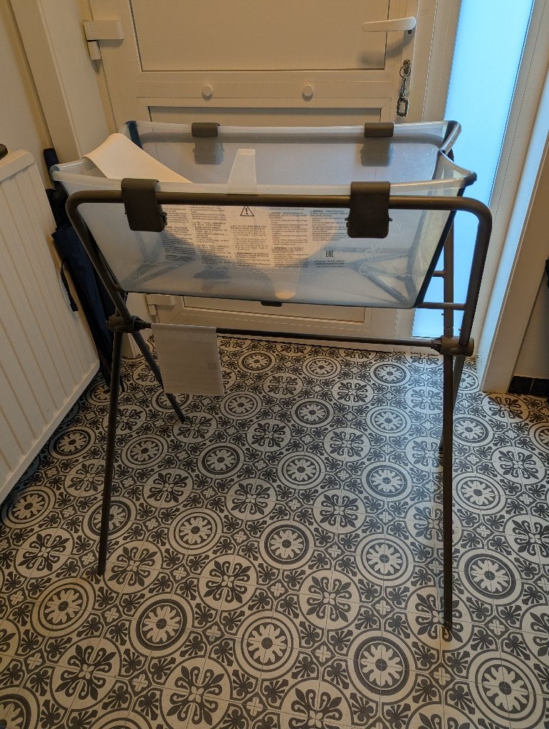 Baignoire Stokke Flexi Bath sur pied + support nouveau-né, Autres marques, Enlèvement, Utilisé, Standard
