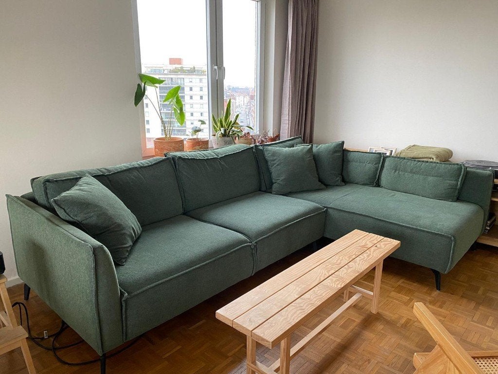 Groene moderne hoekzetel in goede staat, Ophalen, Gebruikt, Metaal, Modern, scandinavisch