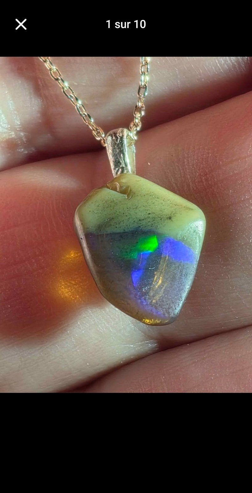 Pendentif en argent massif avec opale noire d'Éthiopie, Neuf, Autres couleurs, Enlèvement, Avec pierre précieuse