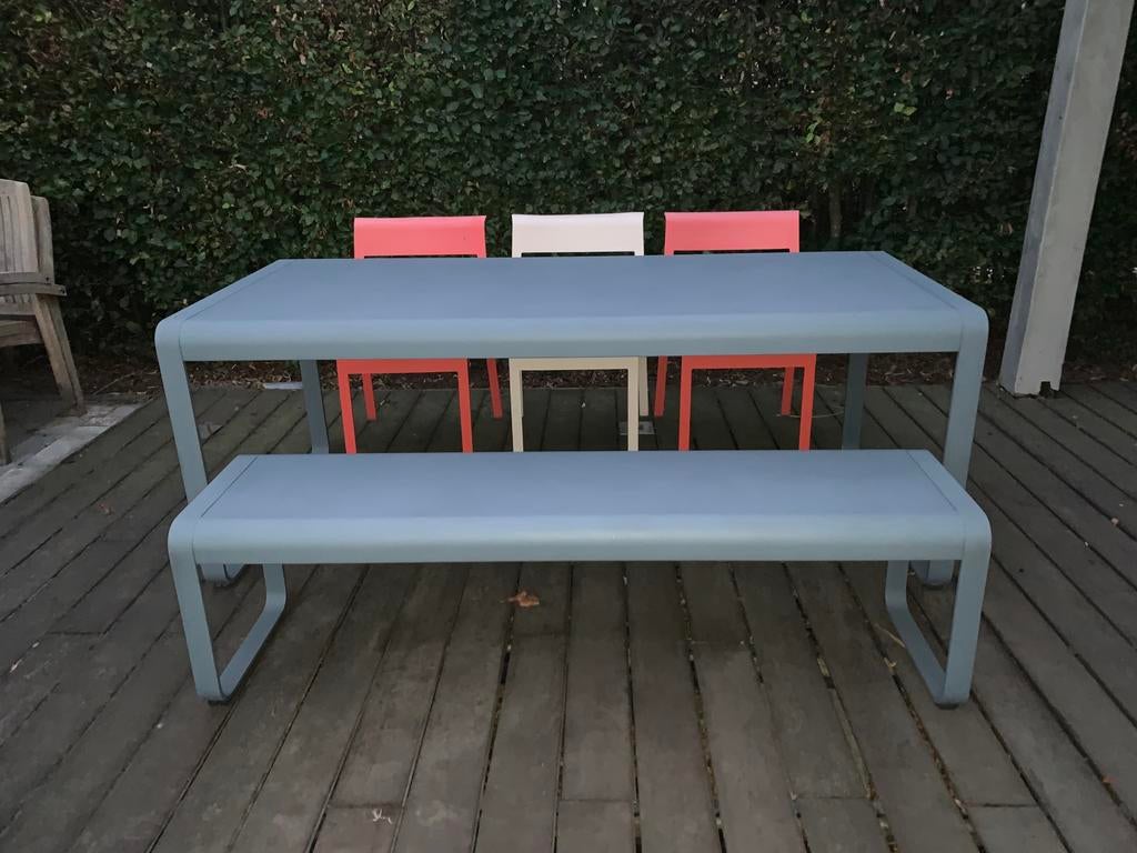 Fermob tafel zitbank met gratis stoelen, Tuin en Terras, Ophalen, Gebruikt
