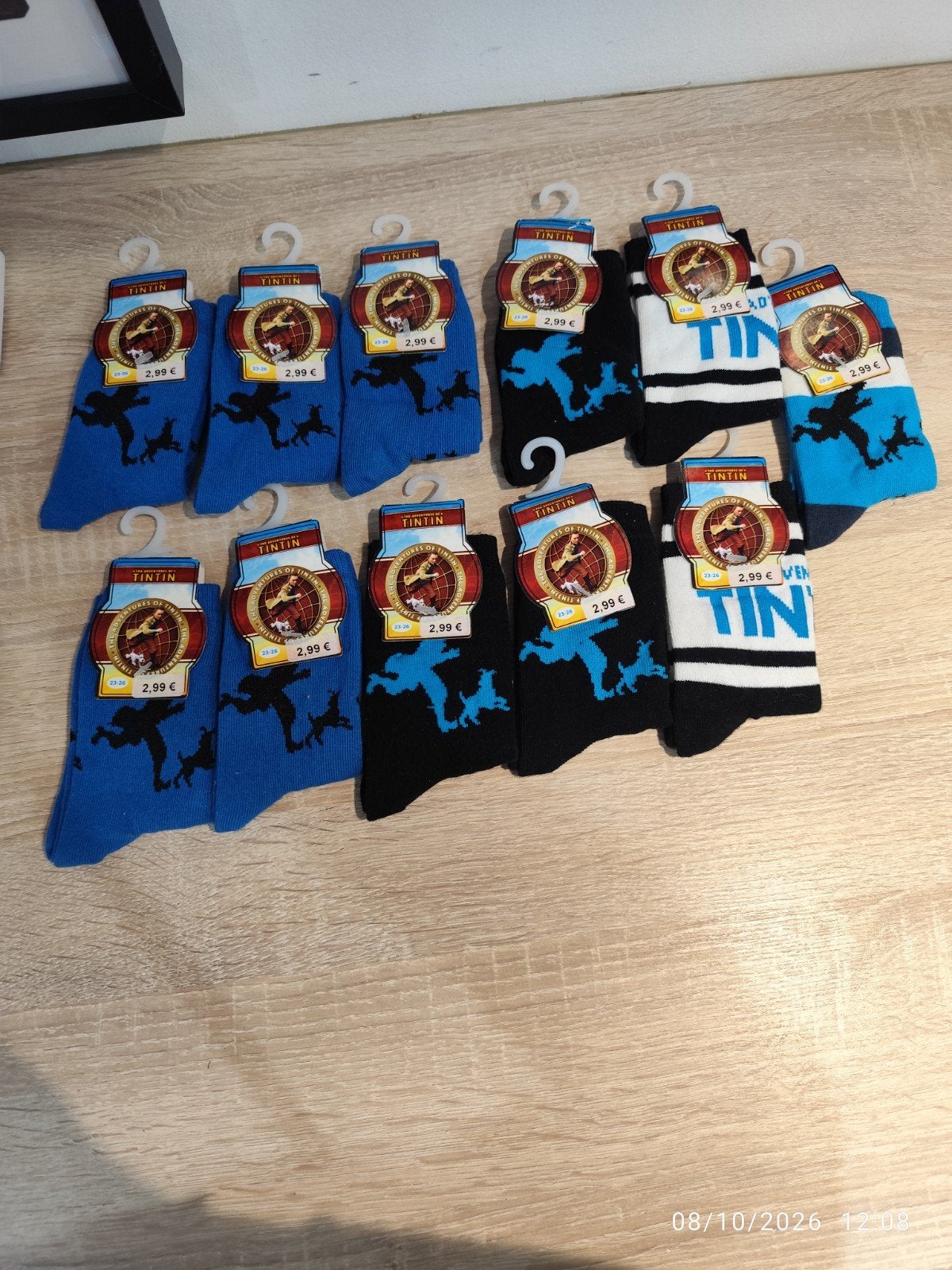 Lot de 11 paires de chaussettes neuves  Tintin pointure 23/2, Enlèvement ou Envoi