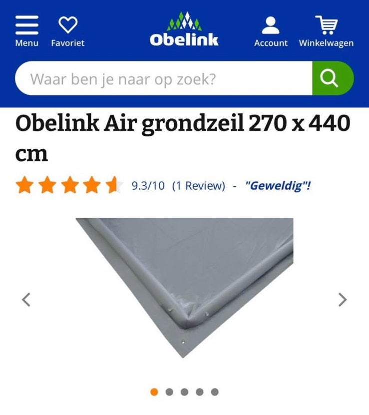Ovelink Air grondzeil 270 x 440, Caravans en Kamperen, Ophalen, Zo goed als nieuw