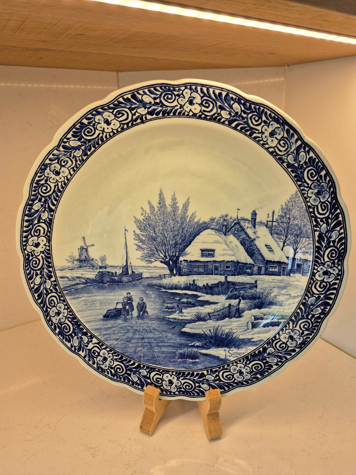 Vintage Delfts Blauw Wandbord - Royal Sphinx (J. Sonneville), Ophalen of Verzenden
