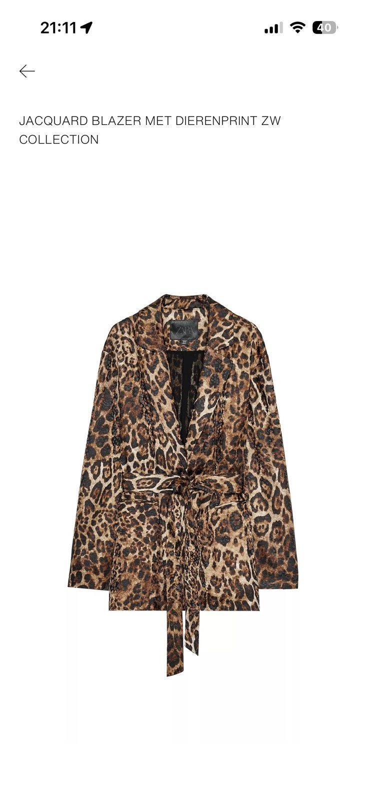 Zara tijgerprint set, Kleding | Dames, Verzenden, Nieuw, Maat 42/44 (L), Kostuum of Pak