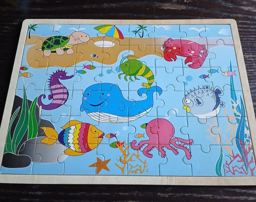Puzzel onderwater 48 stukken, Ophalen, 2 tot 4 jaar, 10 tot 50 stukjes, Zo goed als nieuw