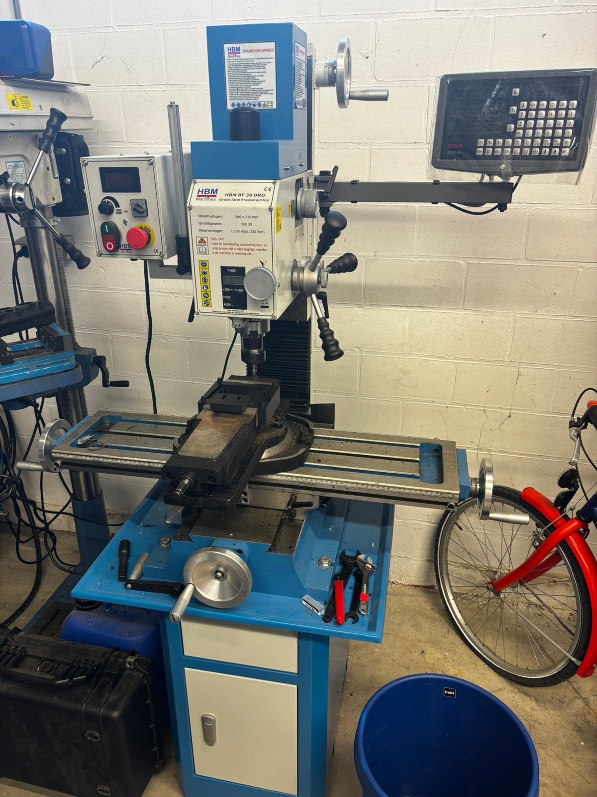 HBM BF30 DRO grote tafel freesmachine, Enlèvement, Utilisé, Électrique, Autres types