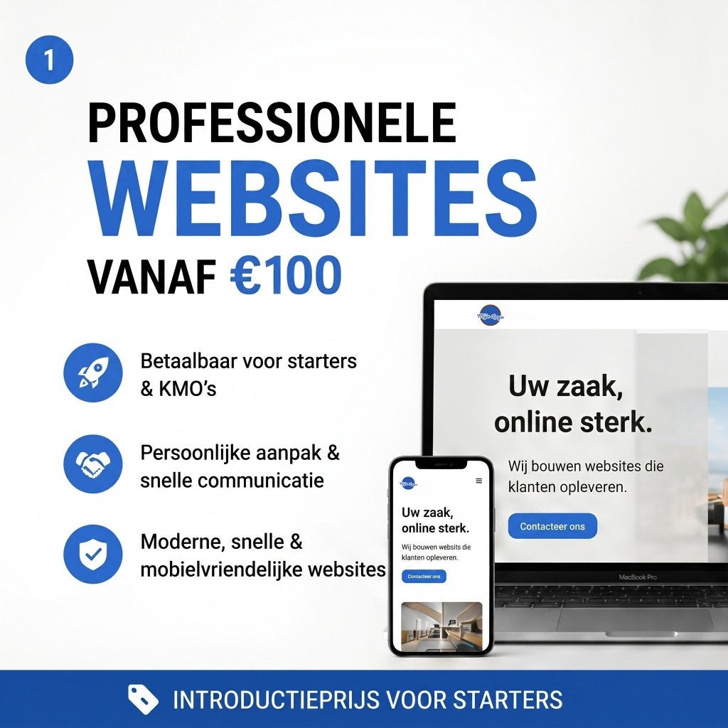 Professionele website laten maken vanaf €100 | KMO&starters, Enlèvement ou Envoi