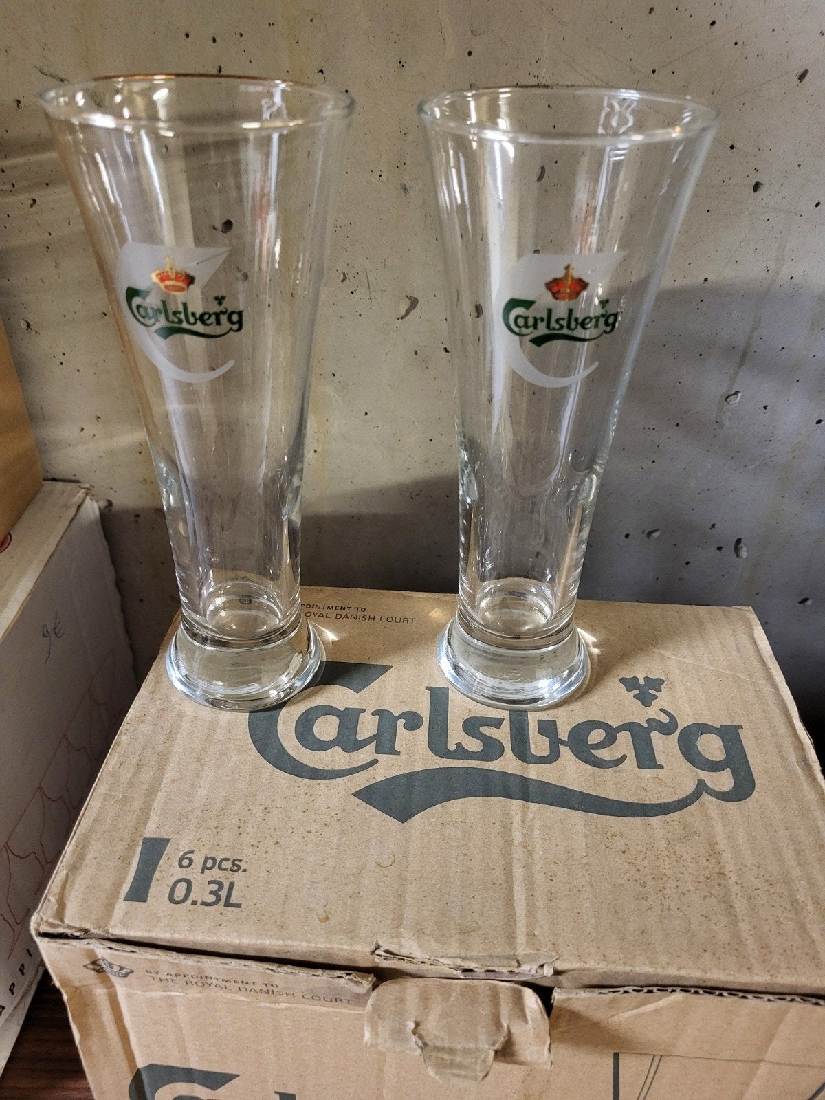 6 Carlsberg fluit glazen, Verzamelen, Ophalen, Nieuw, Glas of Glazen