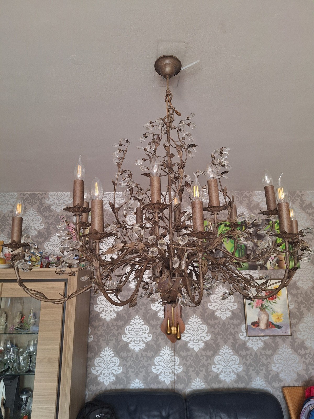 Elegance lustre en Métal avec pampilles en verre cristal, Enlèvement, Verre