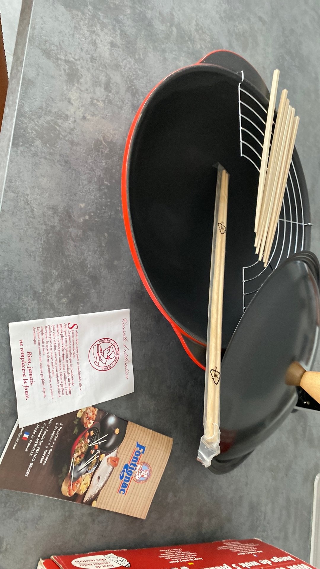 Gietijzeren wokpan  fontignac, Ophalen, Gietijzer, Met deksel, Nieuw