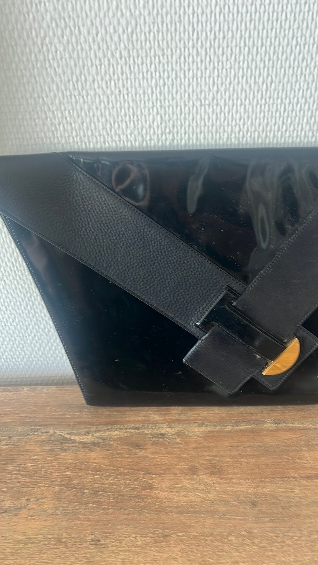 Delvaux clutch, Handtassen en Accessoires, Tassen | Schoudertassen, Verzenden, Gebruikt, Zwart, Leer