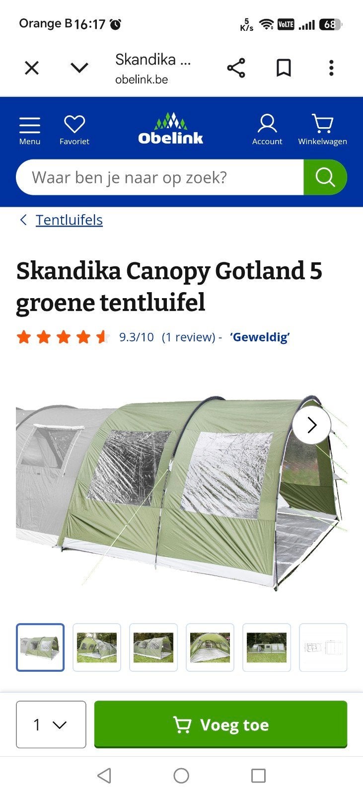 Tentluifel Canopy Gotland 5 van skandika., Ophalen