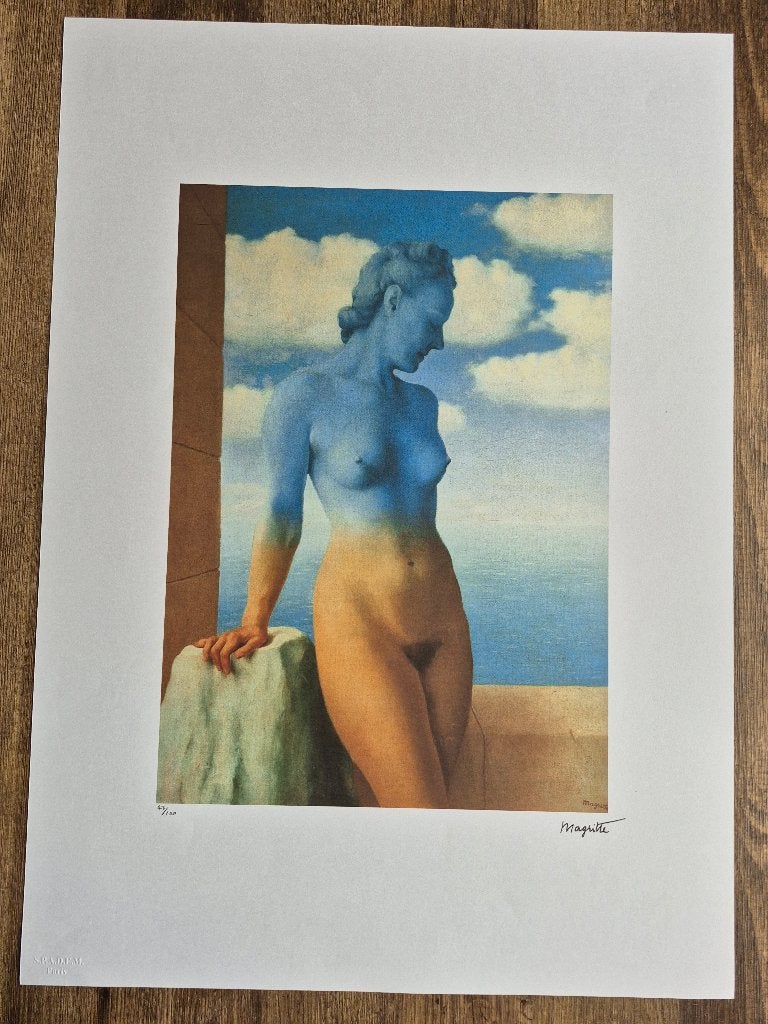 Rene Magritte Lithografie off set 50x70 cm gecertificeerd, Antiquités & Art, Enlèvement ou Envoi, Lithographie