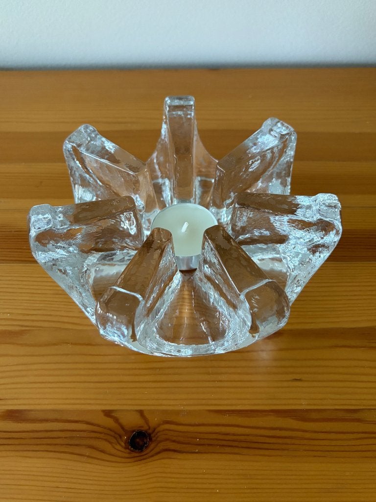 Bougie Chauffe-plat vintage en verre, Maison & Meubles, Bougeoir pour bougie chauffe-plat, Verre, Enlèvement, Utilisé