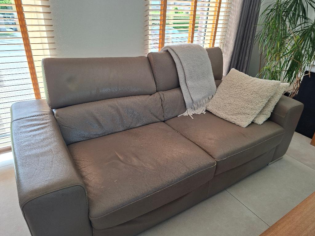 lederen  taupekleurige 3- + 2-zit, Trois personnes, 100 à 125 cm, 200 à 250 cm, Banc droit