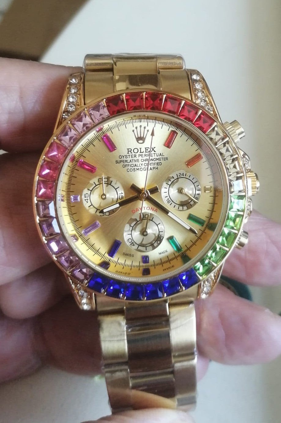 Rolex Daytona Rainbow40mm werkende Chonograaf, Handtassen en Accessoires, Horloges | Dames, Staal, Polshorloge, Nieuw, Ophalen of Verzenden