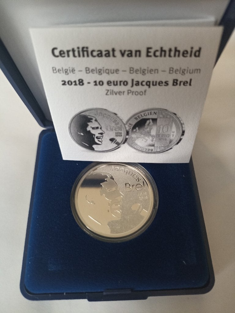 Belgique 10 euro 2018 Jacques Brel - Ag925 - BE Proof, Enlèvement ou Envoi, Belgique, 10 euros, Argent