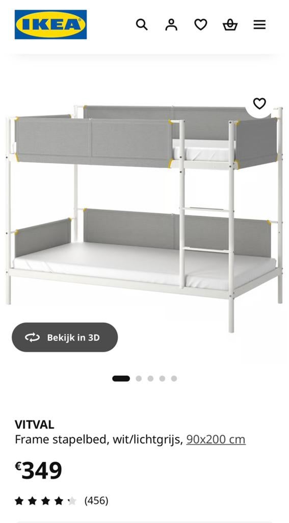 IKEA stapelbed 90x200cm, Ophalen, Zo goed als nieuw, Stapelbed