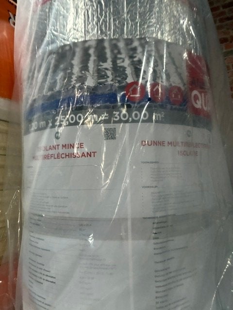 aluthermo nieuw - 30m² / rol, Bricolage & Construction, Enlèvement, Isolation de sol