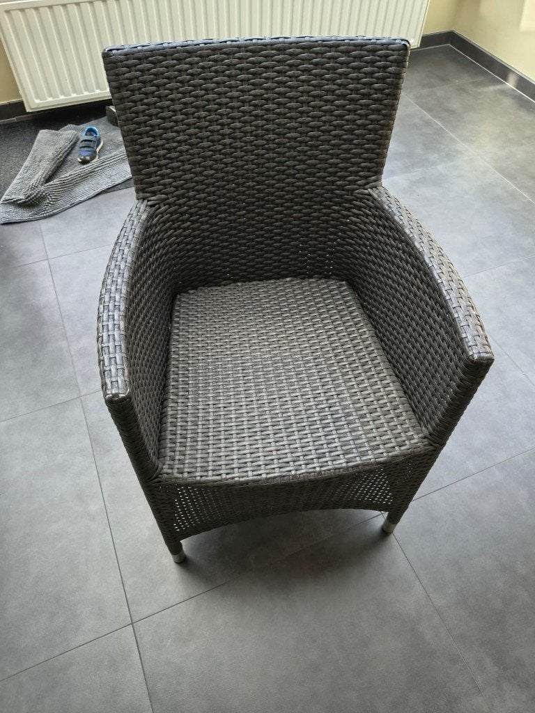 6 x zwarte rotan tuinstoelen, Tuin en Terras, Tuinstoelen, Ophalen, Rotan