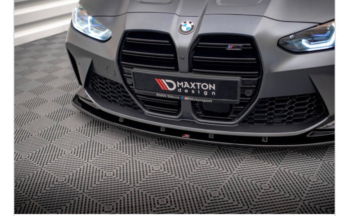 MAXTON - VOORBUMPERBLAD V.1 COMPATIBEL MET BMW M3, Auto's, Zwart, Zwart, Particulier, 3 Reeks